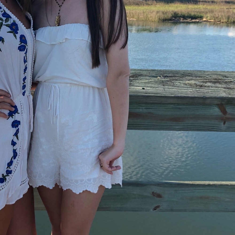 Strapless boutique white romper!! Worn once!